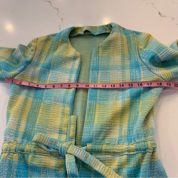 Aqua / Yellow Plaid Tweed Woman’s 2 Piece Skirt Set Vintage Size Medium NO Tags - Picture 7 of 16